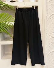 punel beli lastikli bol paça pantolon siyah