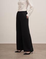 punel beli lastikli bol paça pantolon siyah 3