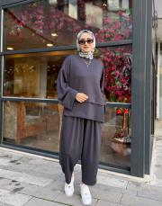 luvina asimetrik şalvar takım antrasit 2