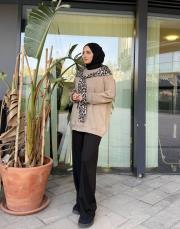 yaka fularlı şardonlu sweat haki 2