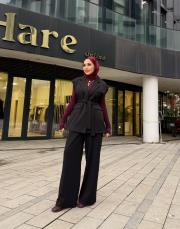 punel kuşaklı yelek siyah