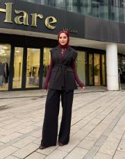 punel kuşaklı yelek siyah 4