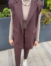 punel kuşaklı yelek kahve 5