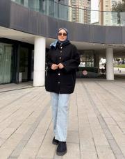 kapüşonlu çıtçıtlı hırka siyah 3