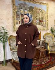 kapüşonlu çıtçıtlı hırka kahve