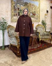 kapüşonlu çıtçıtlı hırka kahve 2