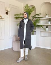 üç iplik kanguru cep kapüşonlu kap antrasit 4