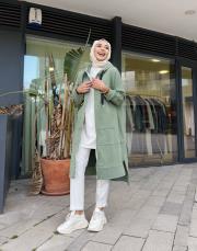 üç iplik kanguru cep kapüşonlu kap mint 2