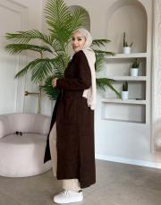 kapüşonlu triko hırka kahve 2