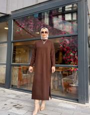 triko elbise kahve 2