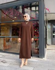 triko elbise kahve 4