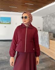 kapitone ceket etekli takım bordo 5