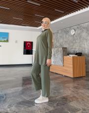 yakası fermuarlı fitilli oysho takım haki 2