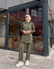 yakası fermuarlı fitilli oysho takım haki 3