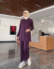 yakası fermuarlı fitilli oysho takım mor