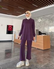 yakası fermuarlı fitilli oysho takım mor 2