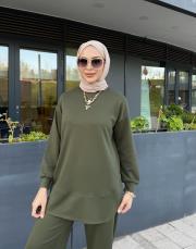 yırtmaç detay bol paça takım haki 4