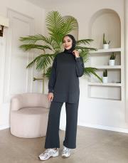 yırtmaç detay bol paça takım antrasit 2