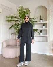 yırtmaç detay bol paça takım antrasit 4