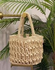 salaş mini hasır el örgü çanta camel