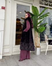 kolu fermuarlı angoro patlıcan moru 3