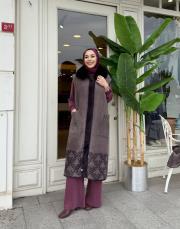 kolu fermuarlı angoro patlıcan moru 4