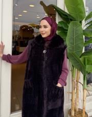 kolu fermuarlı angoro patlıcan moru 5