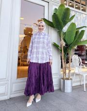 taşlı kare desen ithal lila