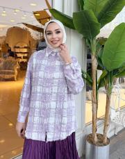 taşlı kare desen ithal lila 3