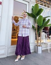 taşlı kare desen ithal lila 4