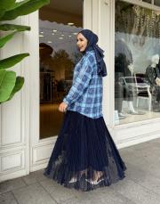 taşlı kare desen ithal mavi 2