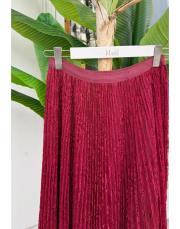 dantel pliseli ithal etek bordo 2
