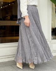 dantel pliseli ithal etek gri 3