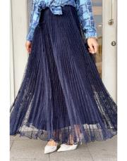 dantel pliseli ithal etek lacivert 4