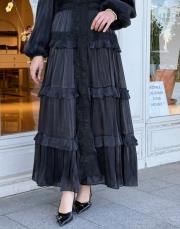 taş detay kat kat elbise siyah 5