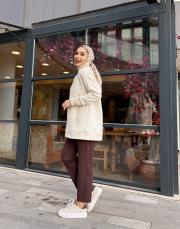 triko detay şardonlu sweat ekru 3