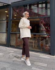 triko detay şardonlu sweat ekru 4