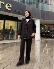 çıtçıt detay bomber ceket siyah 3