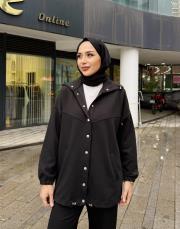 çıtçıt detay bomber ceket siyah 4