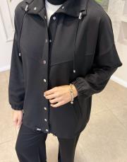 çıtçıt detay bomber ceket siyah 5