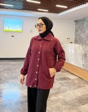çıtçıt detay bomber ceket bordo 4