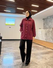 çıtçıt detay bomber ceket bordo 6