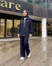 çıtçıt detay bomber ceket lacivert 3