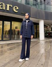 çıtçıt detay bomber ceket lacivert 5