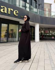 şerit detay basic elbise siyah