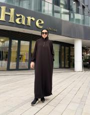 şerit detay basic elbise siyah 2