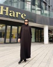 şerit detay basic elbise siyah 3