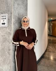 şerit detay basic elbise kahve 5