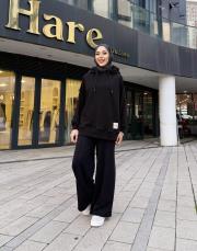 miso nervürlü eşofman altı siyah 5