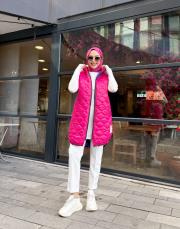 kapitone şişme yelek fuşya 3